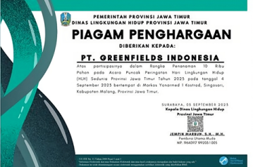 Sertifikat Penghargaan Atas Kontribusi Percepatan Penurunan Stunting di Kabupaten Malang Tahun 2022